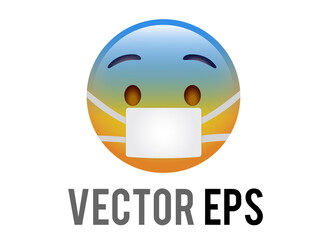 Vector scary, spooky, terrible yellow face emoji icon with mask