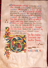 A large illuminated leaf from a Missal or Lectionary from the fifteenth century produced in Siena...