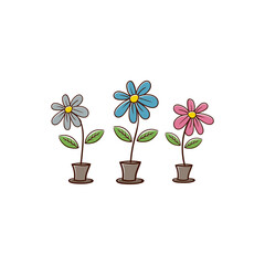 colorful flowers in flat style vector