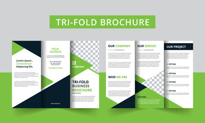 Corporate business trifold brochure template. Modern, Creative and Professional tri fold brochure vector design. Simple and minimalist promotion layout 