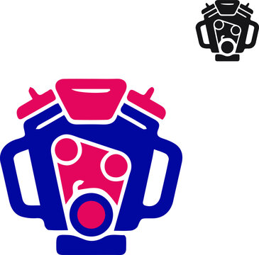recommend clip art: car engine symbol, stylized vector silhouette of automobile motor