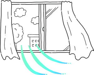 ventilation air line drawing vector illustration