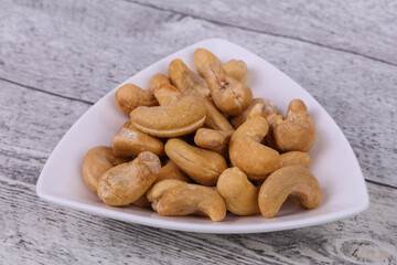 Cashew nuts heap in the bowl