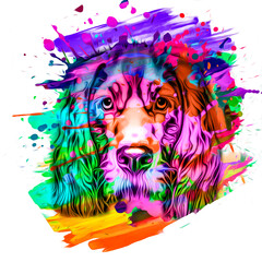 dog head colorful illustration art