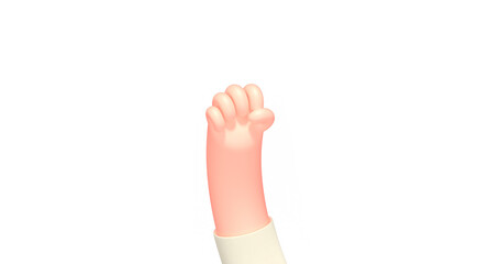 3d render cartoon fist hand raised up in strike