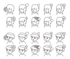 二人の人物の横顔イラスト　表情バリエーション 27