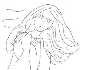 Girl with close eyes feeling wind