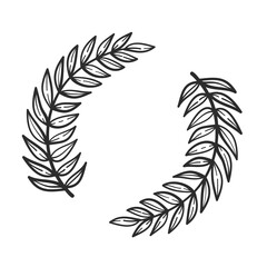 Obraz premium Round circle floral branch border with leaves hand drawn for design element on white, stock vector illustration