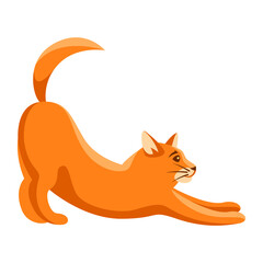 Stylized illustration of stretching cat.