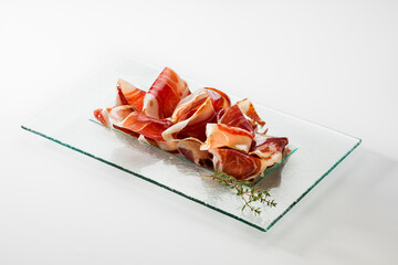Slice of spanish curated ham