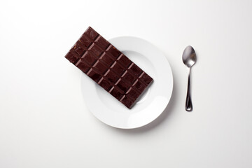 Chocolate bar on a white plate