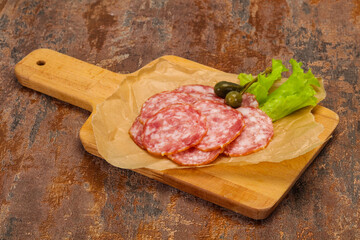Spanish Salchichon sausage with salad