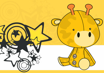 baby kawaii toy giraffe cartoon wallpaper background in vector format