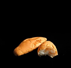 Homemade French Breads on Black Background