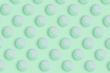 Macaroons pattern on colored background, a pattern of colorful french cookies macarons. Green french cookies macarons on purple background. Gift for congratulations.