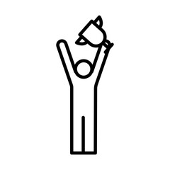 winner champion avatar figure with trophy cup line style