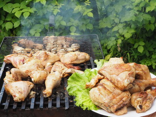 cooking on the grill delicious chicken. barbecues. poster. 4K
