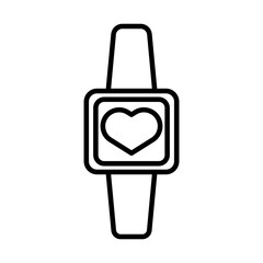 smartwatch with cardiology app line style icon