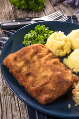 Breaded cod fillet.