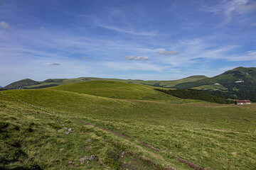 View of beautiful French Alps Mountains. Auvergne-Rhone-Alpes. France.
