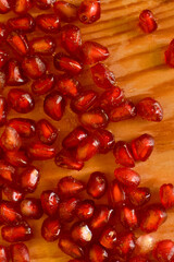 red ripe pomegranate seeds close up