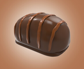 Mini bar milk chocolate with caramel wave decoration - 3D Rendering