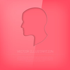 vector paper card with human head profile cutout