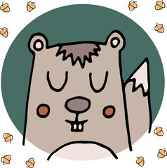 Cute squirrel illustration. Zoo illustration. Cute cartoon animal. Can be used for book illustrations, wallpapers and other items.