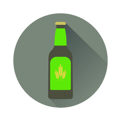 Glass beer brown bottle. Flat design
