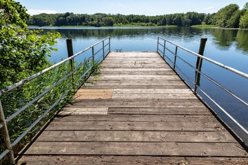 jetty on a lake in the Mecklenburg Lake District, Germany