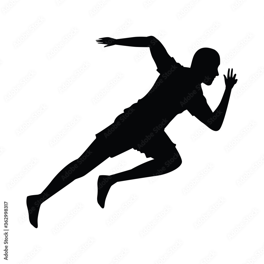 Poster silhouette of athletic man running