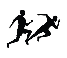 Fototapeta na wymiar silhouette of athletic men running