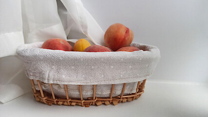 basket with peaches