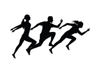 Fototapeta na wymiar silhouettes of athletics people running