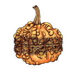 fancy orange halloween pumpkin decor 300 dpi digital art