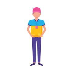 Isolated delivery man with box vector design