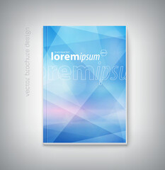 blue vector booklet, brochure cover design with geometric polygonal background