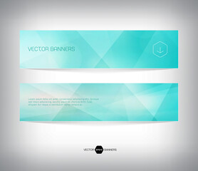 turquoise vector horizontal web banners with geometric polygonal background