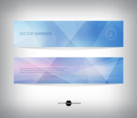 blue vector horizontal web banners with geometric polygonal background