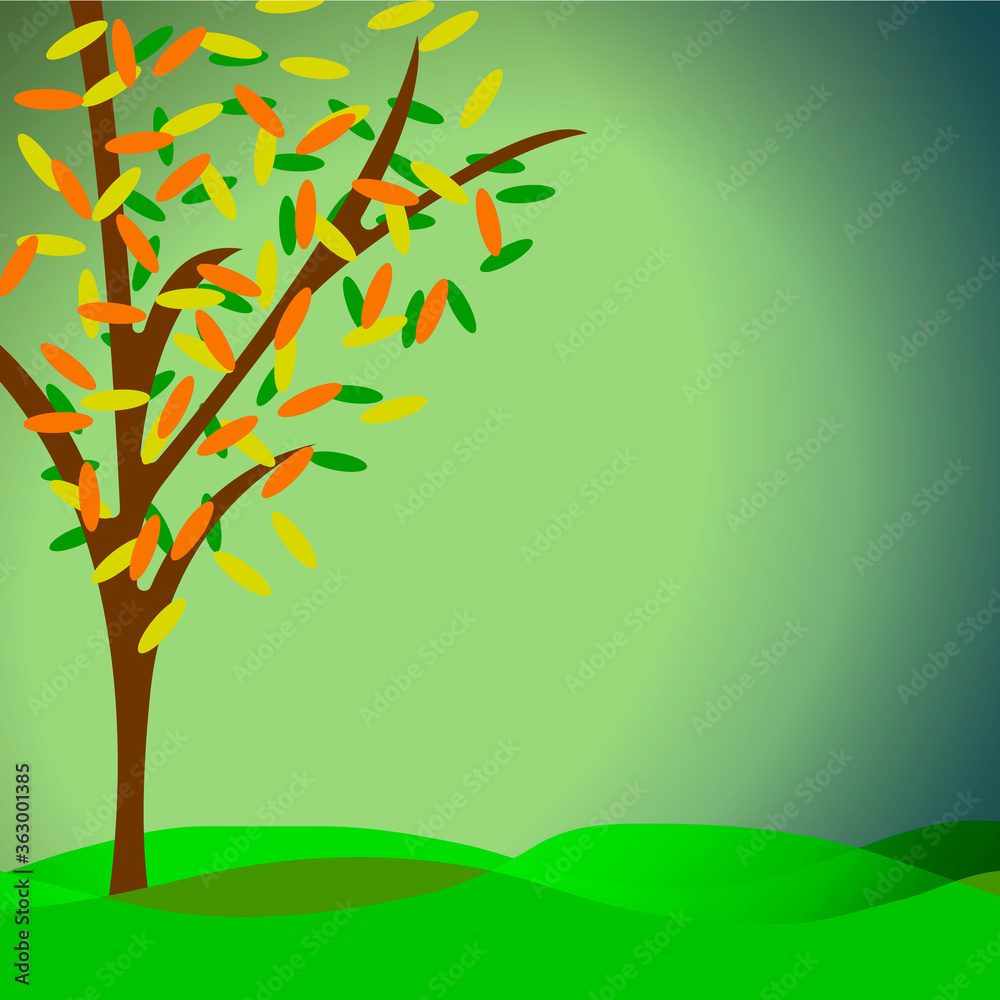 Aufkleber autumn tree illustration. ai vector three fall.