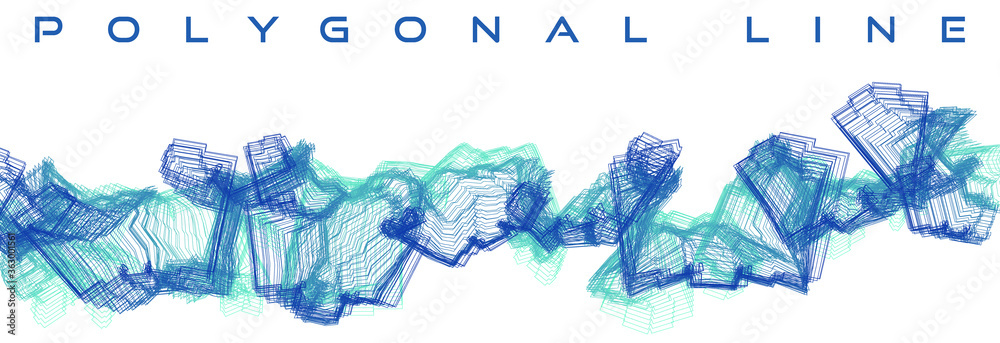 Poster Blue abstract polygonal lines with color transition. Vector graphics