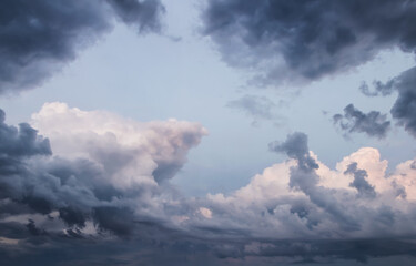 Naklejka na ściany i meble Dark clouds of the rain sky. Stormy front. Weather forecast concept.