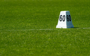 Distance marks for Javelin, discus, ball and hammer throw. Track and field stadium