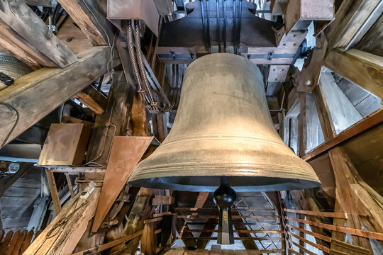 Paris, France - March 15, 2018: The Emmanuel Bell in the South tower of Notre-Dame Cathedral