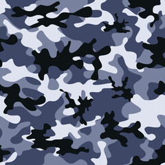 
Blue army camouflage military background seamless pattern on textiles. Stylish design.