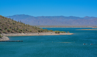 Obraz premium View of Lake Pleasant in Lake Pleasant Regional Park, Sonoran Desert, Arizona USA