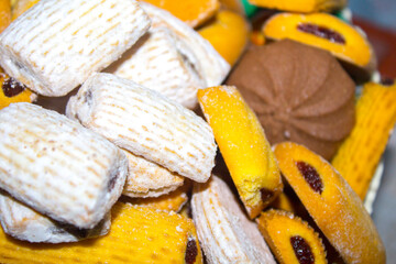 closeup biscuits snack bakery background