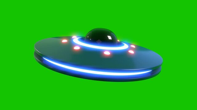 UFO Flying Saucer on green screen isolated - Loop video animation with Alien Spaceship in Ultra HD 4K 16:9 format