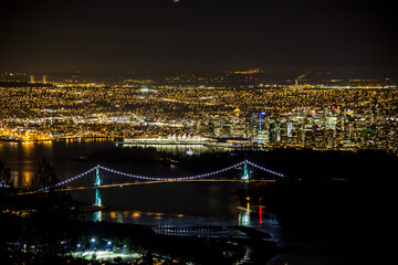 Fototapeta na wymiar Vancouver Skyline at Night from cypress Mountain 