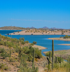 View of Lake Pleasant in Lake Pleasant Regional Park, Sonoran Desert, Arizona USA